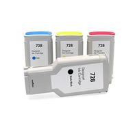 Compatible For H-*0P 728 Ink Cartridge Full with For 728 D-signJet T730 T830 Printer(4PCS (1BK 1C 1Y 1M))