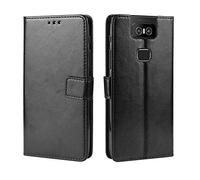 Compatible para ASUS Zenfone 6 ZS630KL/6z/Zenfone 6 2019 (6.4) Funda Flip Book Stand Gel Silicona TPU Suave Cartera de Piel Sintética Cartera Titular de Tarjeta Magnética Negro