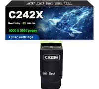 Compatible para Lexmark C242X Cartucho De Tóner, C242XK0 C242XC0 C242XM0 C242XY0 para Impresora C2425dw C2535dw MC2425adw MC2535adwe MC2640adwe Black