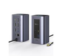 Baseus Docking Station, Nomos Air 12 in 1, Estación de Acoplamiento 2 Monitores con 2 * 4K HDMI, USB-A/C 10Gbps, Ethernet 1 Gbps, 100W PD, HUB USB C para Laptop DELL/HP/Lenovo/ASUS/Acer/Mac