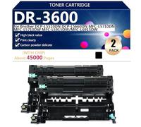 Compatible Unidad de Tambor DR-3600 de Repuesto para Brother DCP-L5510DN DCP-L5660DN MFC-L5710DN MFC-L5710DW MFC-L5915DW MFC-L6915DW Impresoras, con Alto Volumen de Impresión,Black-2 Pack