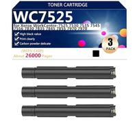 Compatible WC7525 Cartucho de Tóner de Repuesto de Alto Rendimiento para Xerox WorkCentre-7525 7530 7535 7545 7556 7830 7835 7845 7855 7970 7970 Impresora, 26000 Páginas,3*Black