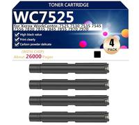 Compatible WC7525 Cartucho de Tóner de Repuesto de Alto Rendimiento para Xerox WorkCentre-7525 7530 7535 7545 7556 7830 7835 7845 7855 7970 7970 Impresora, 26000 Páginas,4*Black