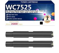 Compatible WC7525 Cartucho de Tóner de Repuesto de Alto Rendimiento para Xerox WorkCentre-7525 7530 7535 7545 7556 7830 7835 7845 7855 7970 7970 Impresora, 26000 Páginas,2*Black