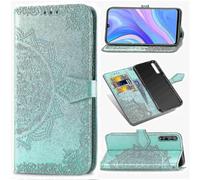 Compatible with Compatible with Huawei Y8p Case Leather Wallet Cover Emboss Mandala Magnetic Flip Pr