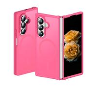Compatible with Samsung Galaxy Z Fold 7 Funda, traslúcido Trasero Antideslizante paragolpes antiimpacto Cubierta Protectora con Anillo magnético - Rosa