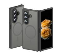 Compatible with Samsung Galaxy Z Fold 7 Funda, traslúcido Trasero Antideslizante paragolpes antiimpacto Cubierta Protectora con Anillo magnético - Gris