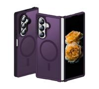 Compatible with Samsung Galaxy Z Fold 7 Funda, traslúcido Trasero Antideslizante paragolpes antiimpacto Cubierta Protectora con Anillo magnético - Morado