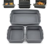 Compatibles con Cosori Twinfry 10 L-3 moldes de silicona plegables para freidora de aire 10 litros (1 grande+2 moldes pequeños: uno para bizcochos y otro estriado Compatible Ninja FlexDrawer 10.4L