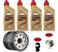 COMPATIBLES con Kawasaki Z 800 Motor Servicio-Mantenimiento LUBRICANTE Cambio Aceite CASTROL Power 1 SINTÉTICO Racing 10W40 4T Super Acceleration + Filtro DE Aceite DIY