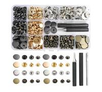 ComPDCVD 100Set Corchetes de Presión Metálicos 15mm Botones de Presión Remaches de Cuero 4 Colores Botones Automáticos Kit de Herramienta de Botón Snap Metal para Ropa Jeans Bolsos Cuero DIY Artesanía