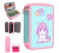ComPDCVD Estuche Escolar Grande Estuche Grande para lápices Estuches | Estuches Triple Portatodo 3 Compartimentos Material Escolar con Múltiples Bolsillos para niños y niñas Escuela y Oficina