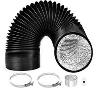 ComPDCVD Manguera de ventilación de PVC de 150 mm 3m Negro Tubo Flexible de Salida con 2 Abrazaderas y Cinta de película de aluminio Manguera de Aire para Extractor de Aire Climatización Secadora