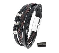 ComPDCVD Pulsera de cuero para hombre Pulsera de cuero hecha a mano con hebilla magnética Pulsera de cuero multicapa tejida a mano Pulsera de cuero trenzada para papá Novio Esposo Regalos del día