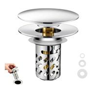 ComPDCVD Tapón Pop up para Lavabo latón Cromado Desage Lavabo 3 en 1