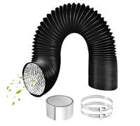 ComPDCVD Tubo Flexible de Salida 80mm 3 m Negro Manguera de Ventilación de Aluminio con 2 Abrazaderas Acero Flexible di Aluminio PVC Tubo para Extractor de Aire Climatización Secadora