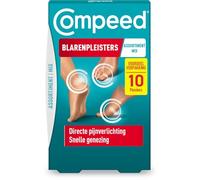 Compeed - 10 parches de tamaño económico ampollas hidrocoloides - Curación rápida - 3 tamaños diferentes: mediano (6,8 x 4,2 cm), pequeño (6 x 2 cm), dedos de los pies (5,1 x 1,7 cm)