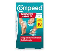Compeed - 10 parches de tamaño económico ampollas hidrocoloides - Curación rápida - 3 tamaños diferentes: mediano (6,8 x 4,2 cm), pequeño (6 x 2 cm), dedos de los pies (5,1 x 1,7 cm)
