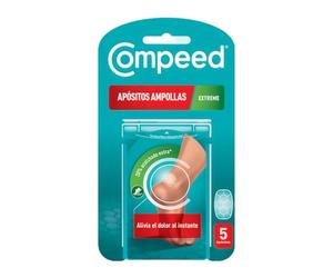 Compeed Ampollas Extreme Medianas, Apósitos Hidrocoloides Pies, Pack 5 uds | Protección acolchada impermeable, contra rozaduras, alivia dolor, curación rápida