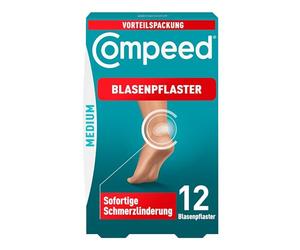 Compeed Apósitos para ampollas, tamaño mediano, pack ahorro - hidrocoloides contra ampollas en los talones, pack de 12 unidades