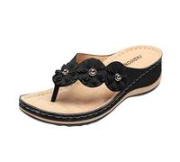Compensee Sandalias Mujer Mujer Verano Cómodas, Mulas De Cuero Vintage, Plataforma, Cuentos, Zapatillas Ortopédicas Prima, Zapatillas De Playa De Verano Zapatos De Talla Mujer Verano, Le Noir, 38 EU