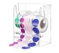 Comphic Dispensador de etiquetas ajustable, acrílico, dispensador de rollos de pegatinas, soporte transparente para etiquetas, soporte para calcomanías 4 discos