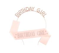 Compleanno Ragazza Tiara, 1*Compleanno Crown, 1*"Birthday Girl"Cintura di Compleanno, Compleanno Corona Fascia Set, Cerchietto Birthday, Compleanno Copricapo, per Decorazioni Festa di Compleanno