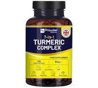 Complejo de Cúrcuma 7 en 1-5000 mg | 120 cápsulas veganas | Suplemento de alta potencia con glucosamina, MSM, rosa mosqueta, jengibre, pimienta negra y magnesio | 95% de curcumina
