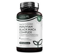 Complejo de Maca Negra 6000mg con Zinc Vitamina B12 Ginseng Fenogreco Vitamina B6 L Arginina - Metabolismo Energético, Funciones Psicológicas Normales (EFSA) 180 Cápsulas para 6 Meses - Nutravita
