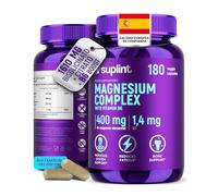 Complejo de Magnesio 400 mg - Bisglicinato + Citrato con Vitamina B6 - Alta Dosis & Probado en Laboratorio - Para Nervios, Músculos y Energía - Vegano, Sin Aditivos - 180 Cápsulas