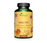 Complejo Defensas Inmunitarias | 100% NATURAL | 240 Cápsulas | Vitamina C, D3 + Equinácea + Zinc + Selenio + Jengibre | Immu Pro Complex | Sin Additivos y Vegano | Vegavero