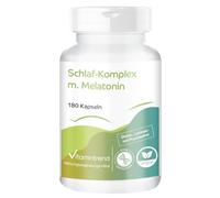 Complejo para el Sueño con Melatonina Vitamintrend, 180 Cápsulas, Valeriana, Pasiflora, Melisa, Hipérico y Extracto de Lavanda, Dosis Alta, Vegano, Sin Estearato de Magnesio, Fabricado en Alemania