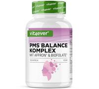 Complejo PMS - 180 cápsulas veganas - con extracto de azafrán Affron®, ácido fólico Biofolate®, sauzgatillo, ashwagandha - Rhodiola rosea, calcio, magnesio, hierro, zinc, vitamina B6 y B1