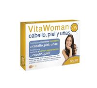 Complemento Alimenticio con Vitaminas, Minerales, Aminoácidos y Extractos de Bambú y Mijo - VitaWoman Cabello, Piel y Uñas - 30 Comprimidos - Contribuye a Mantener el Cabello, Piel y Uñas - Eladiet