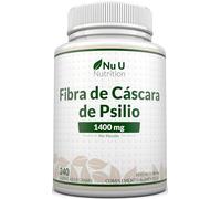 Complemento De Fibra De Cáscara De Psilio - 1400 Mg Por Porción - 240 Cápsulas Veganas - Fibra Prebiótica Soluble Natural De Semillas De Plantago Ovata - Fabricado En Europa - Nu U Nutrition