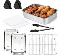 Complementos Freidora de Aire, Recipiente Air Fryer, Bandeja Air Fryer Acero Inoxidable 304, Compatible con Ninja AF400EU/AF451EU/AF500EU/DZ400EU, Apta para Lavavajillas