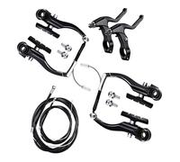 Complete Bike Brake Set Front and Rear, MTB V Brake Kit with Alloy Levers and Inner Outer Cables, Universal Bicycle Brake Set for Mountain Hybrid Road BMX Bikes