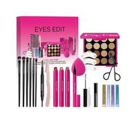 Complete Eye Makeup Kit, Waterproof Mascara and Set, Lightweight Portable Beauty, Makeup Combo with Brow Stencil, Professional Eyeshadow Set for Women, Indoor, 13.5cm