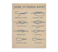 Complete Fishing Knot Tying Instructions Canvas Painting Wall Art for Anglers Gift and Home Office Decor(Unframed,08x12inch(20x30cm))