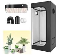 Complete hydroponic Grow Tent Kit, Featuring a 200W Adjustable Full-Spectrum LED Light, Measuring 70 x 70 x 160 cm.