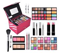 Complete set -Up set para mujeres, kit de maquillaje portátil con accesorios y productos variados -putas cosméticas con sombras de ojos, rubor, base | Solución de belleza todo en para principiante
