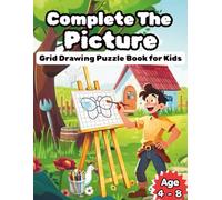 Complete The Picture: Grid Drawing Puzzle Book for Kids (Ages 4-8)