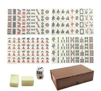 Completo De Mahjongg De Tamaño : Tradicional De Mah Jong con 144 Minifichas, Caja De Almacenamiento En Versión China | para Viaje, Incluye 2 Fichas De Reserva Y Mantas