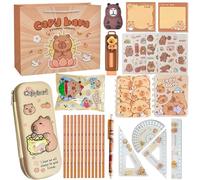 Completo Estuche Capibara Escolar Niño Niña 29 PCS Papeleria Bonita Capybara Capibara Papeleria Kawai Oficina Material Pequeño Estuche Escolar Estuches Escolares Regalos Cumpleaños Capivara Papelaria