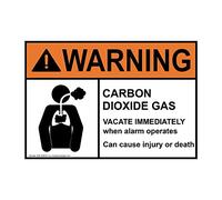 ComplianceSigns.com Advertencia de dióxido de carbono de gas vacate inmediatamente etiqueta ANSI, vinilo de 10 x 7 pulgadas para gases