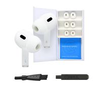 Comply Tapones para los oídos de espuma premium compatibles con Apple AirPods Pro Gen 1 y 2, tamaño M, nueva versión 2025 con herramienta de desmontaje y limpieza, color blanco, 3 pares, fabricados en