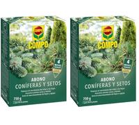 COMPO Antiamarronamiento de coníferas de larga duración, Para todo tipo de coníferas y plantas de hoja perenne, 6 meses de duración, 750 g (Paquete de 2)