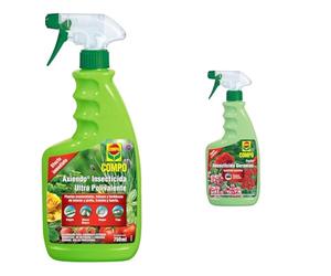 COMPO Axiendo Insecticida ultrapolivalente, Para plantas de interior y exterior, Efecto duradero, Envase pulverizador, 750 ml & Insecticida Geranios, Específico para Mariposa de Geranio, 750 ml