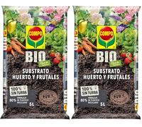COMPO BIO Huerto Urbano Substrato Huerto y Frutales, Sin turba, Para hortalizas, frutales y plantas aromáticas, Apto para agricultura ecológica, 5 L (Paquete de 2)