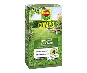 Compo Floranid - Abono granulado para todas las estaciones, con nitrógeno, para un césped sano y rugoso, paquete de 1,5 kg, 6,4 x 14,2 x 26 cm
